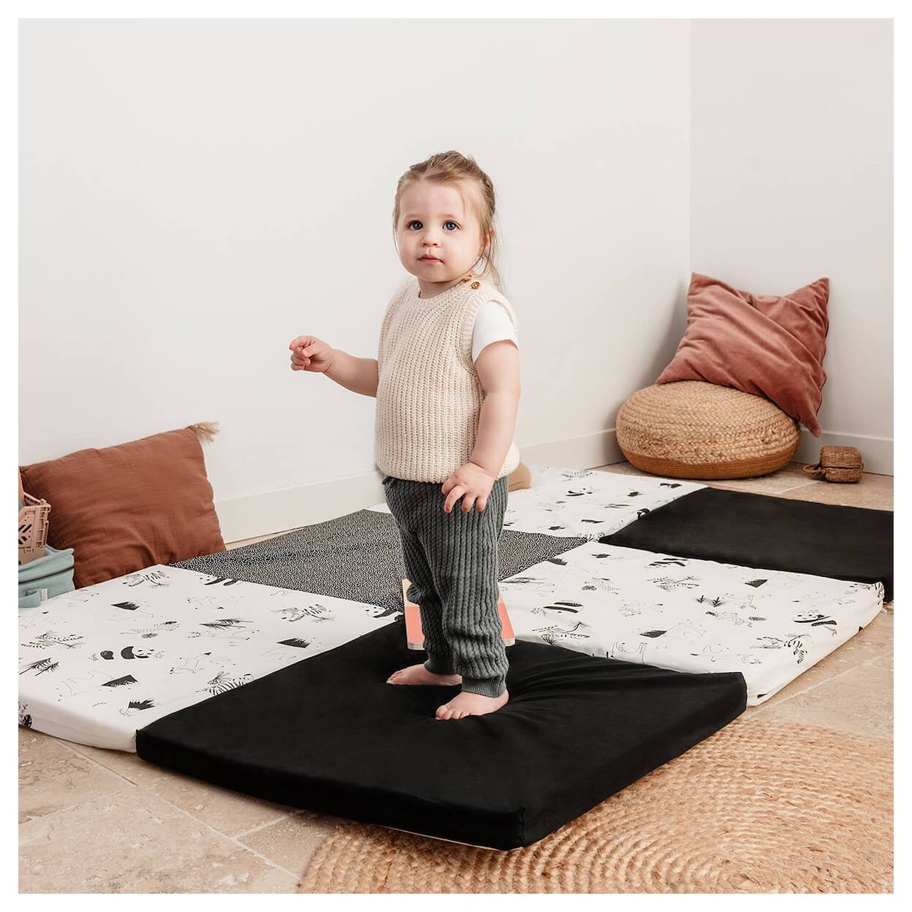 Tapis de motricité XL évolutif 5 en 1 modèle black and white