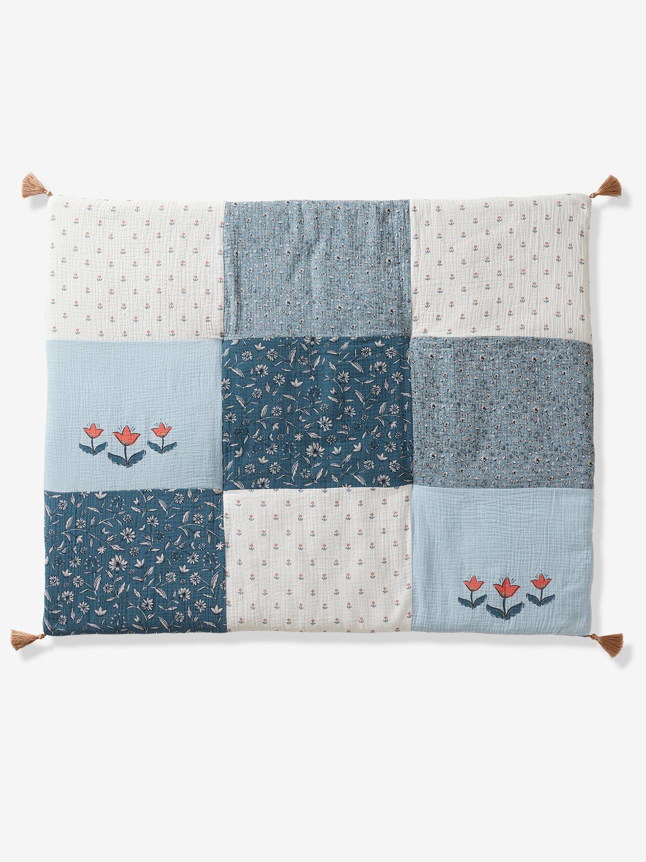 Tapis de sol / fond de parc patchwork india bleu imprimé