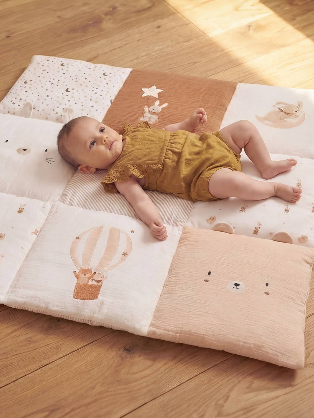 Tapis de sol patchwork coton beige