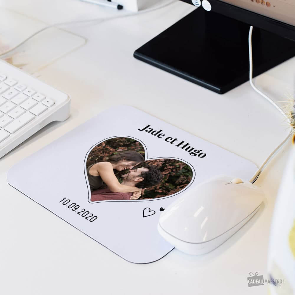 Tapis de Souris Photo Coeur à Personnaliser - Tapis de Souris Personnalisé