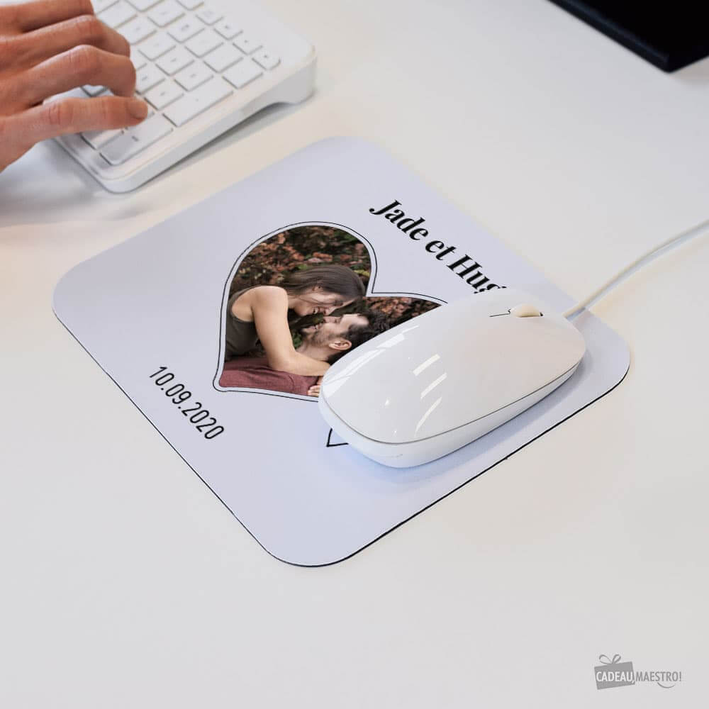 Tapis de Souris Photo Coeur à Personnaliser - Tapis de Souris Personnalisé