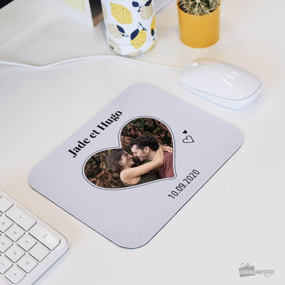 Tapis de Souris Photo Coeur à Personnaliser - Tapis de Souris Personnalisé