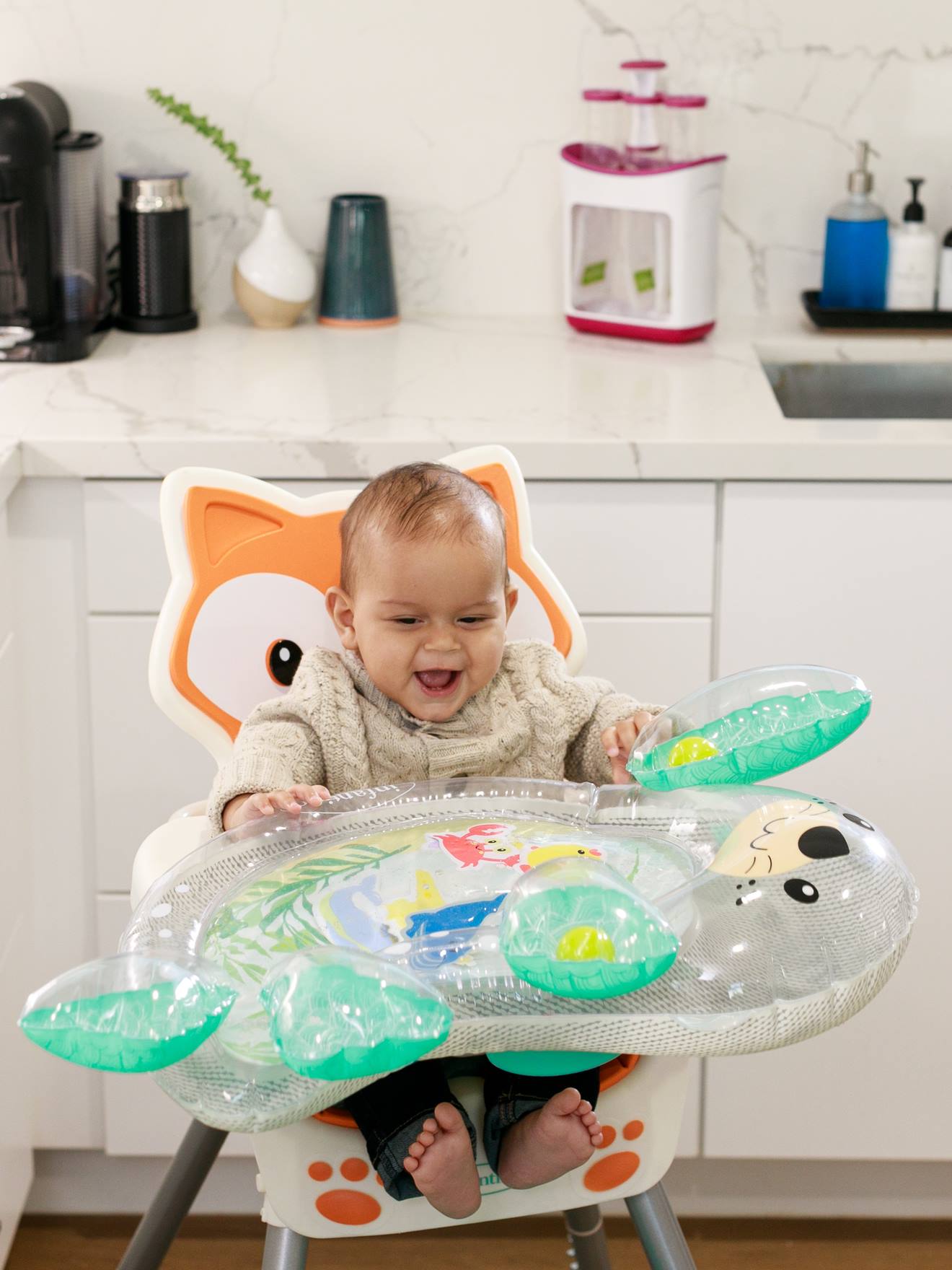 Tapis d'eau sensoriel otarie géant multicolore