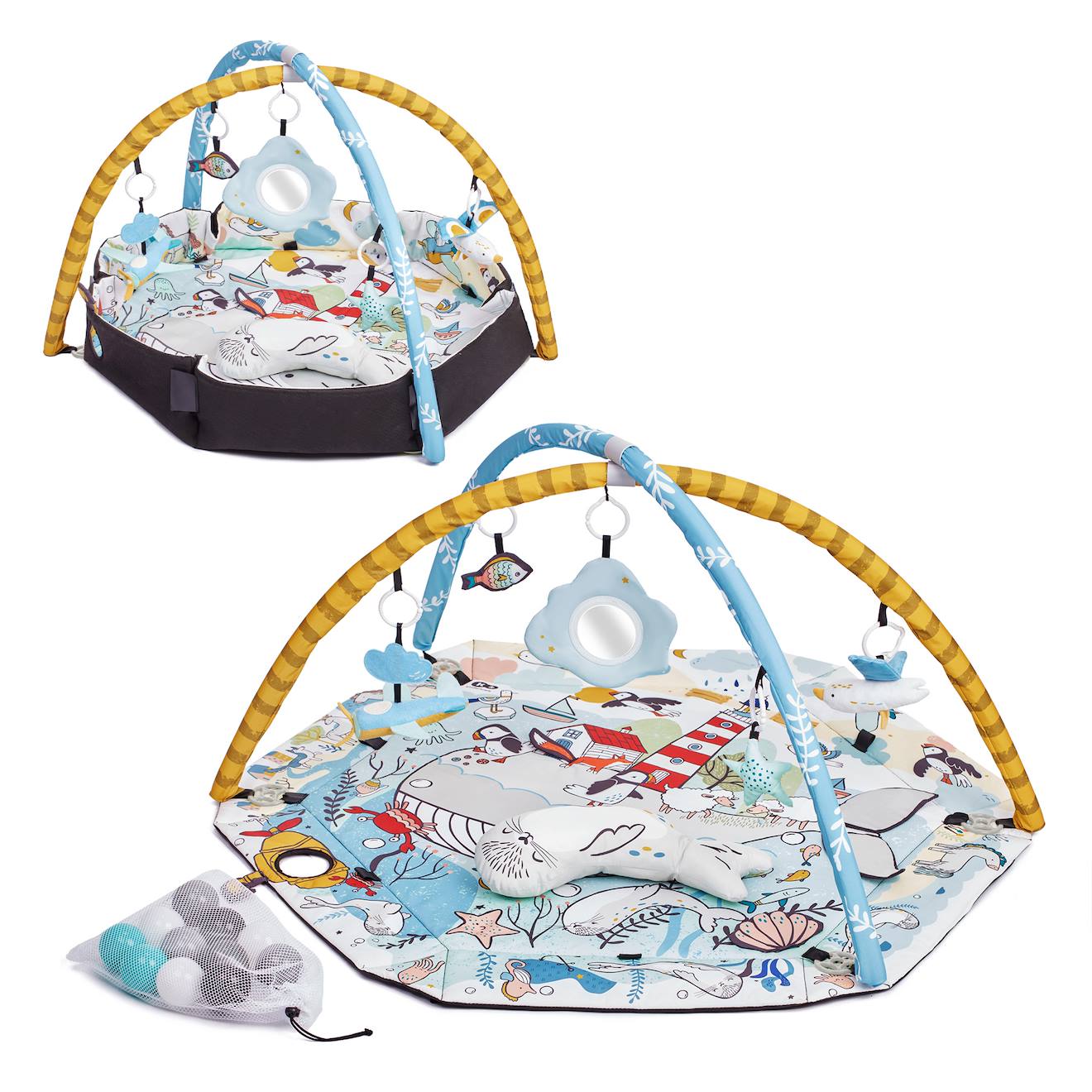Tapis d'éveil 2 en 1 - tapis sensoriel pour bébé multicolore