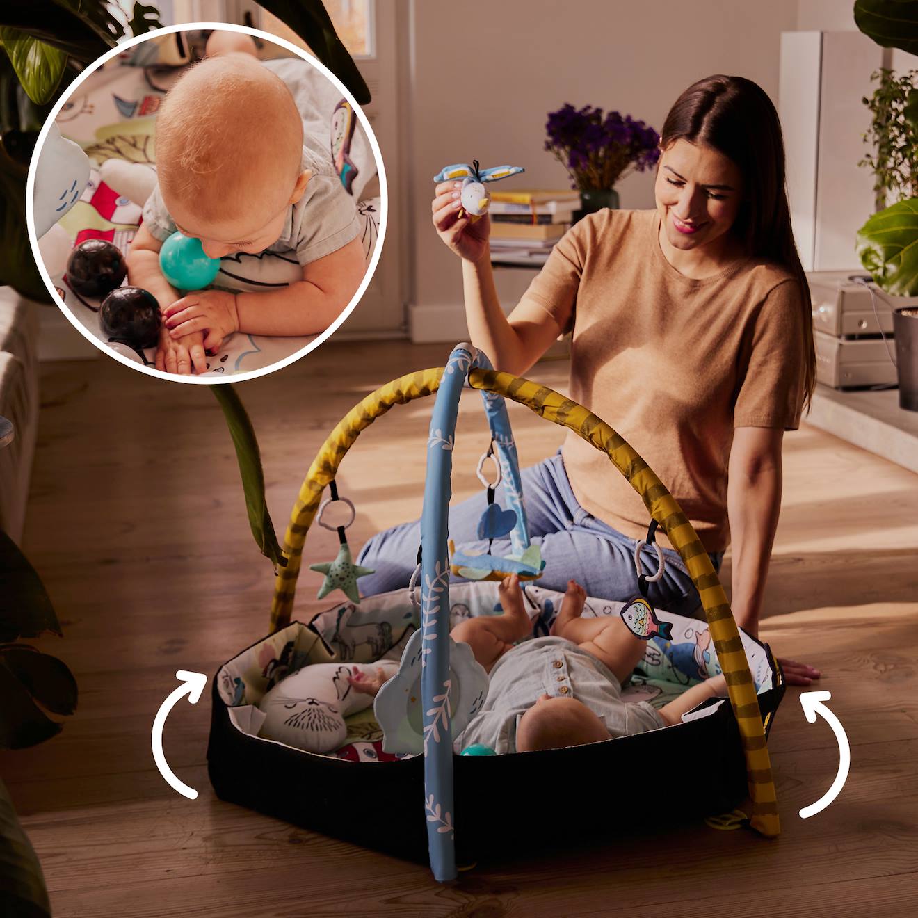 Tapis d'éveil 2 en 1 - tapis sensoriel pour bébé multicolore