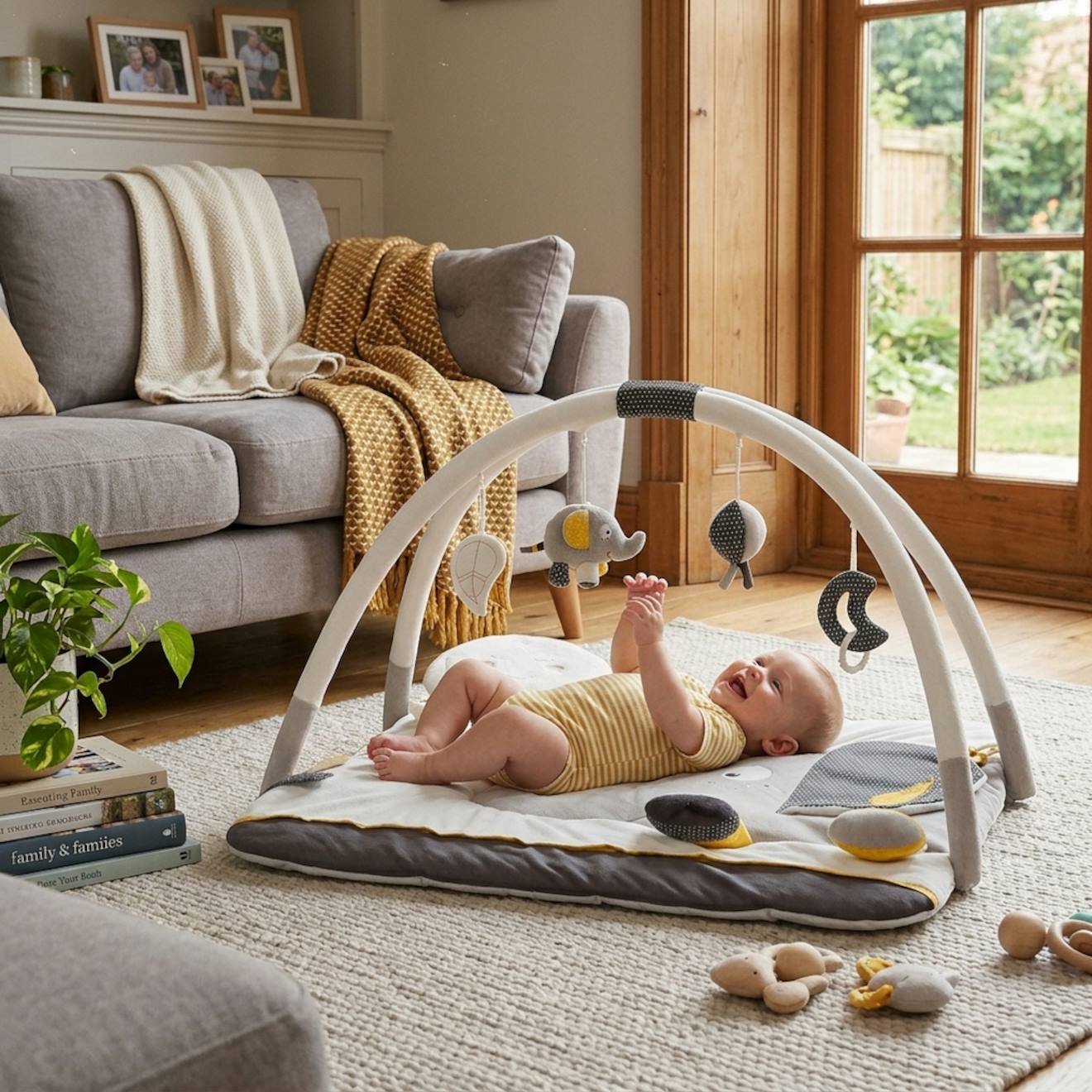 Tapis d'éveil avec arches en velours - babyfan blanc