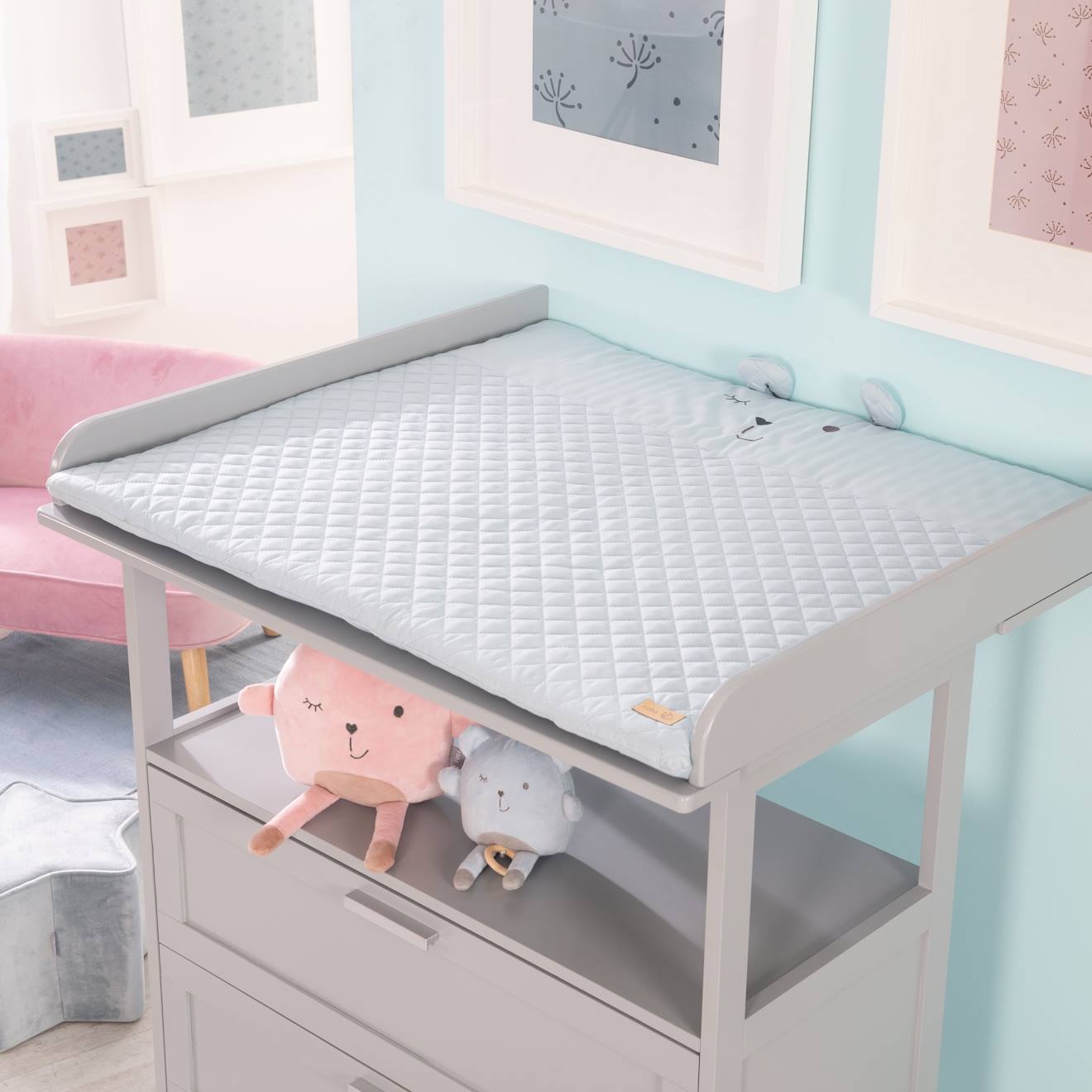 Tapis d'éveil avec arches et 5 jouets suspendus Roba style bleu clair - ourson benny