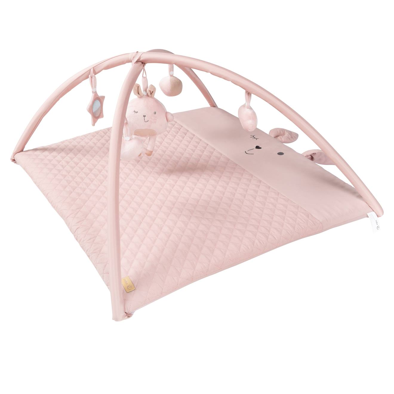 Tapis d'éveil avec arches et 5 jouets suspendus Roba style rose - lapin lily