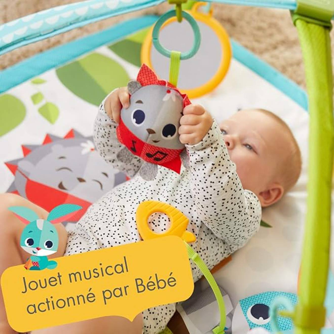 Tapis d'éveil bébé avec arches, musical, dans la prairie sunnyday