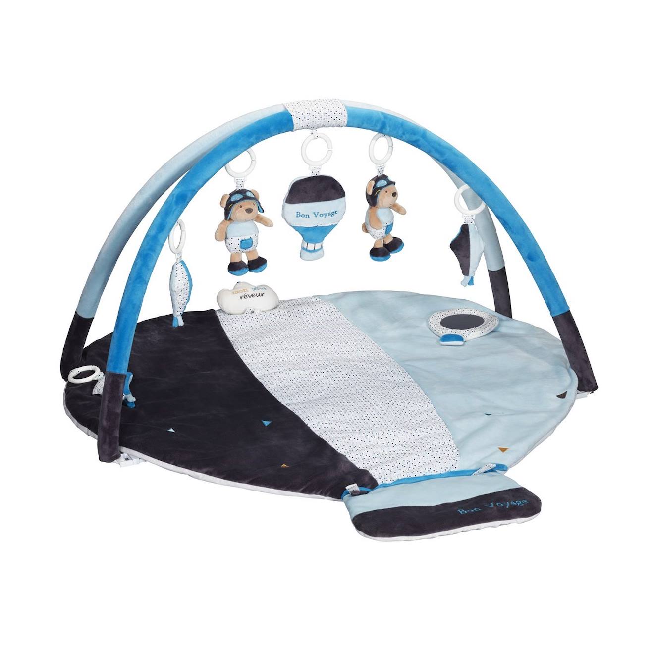 Tapis d'éveil bébé en velours - lazare bleu