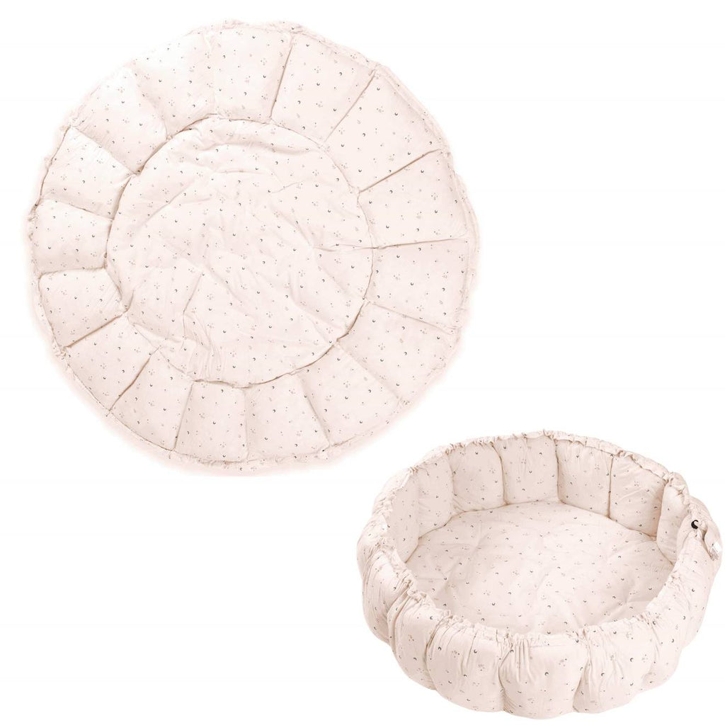 Tapis d´éveil & cocon organic-lune blanc & bleu
