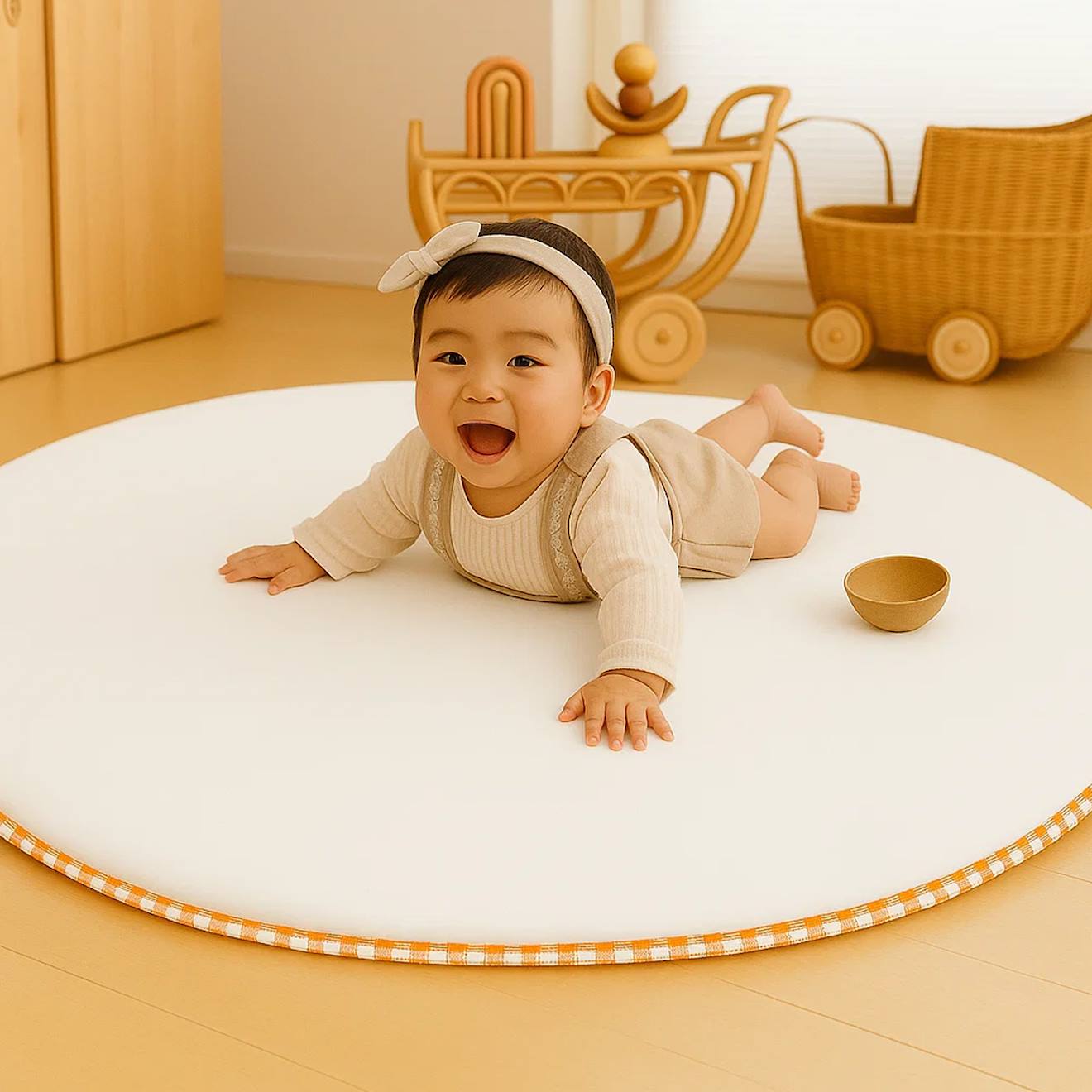 Tapis d'éveil en coton bio blanc