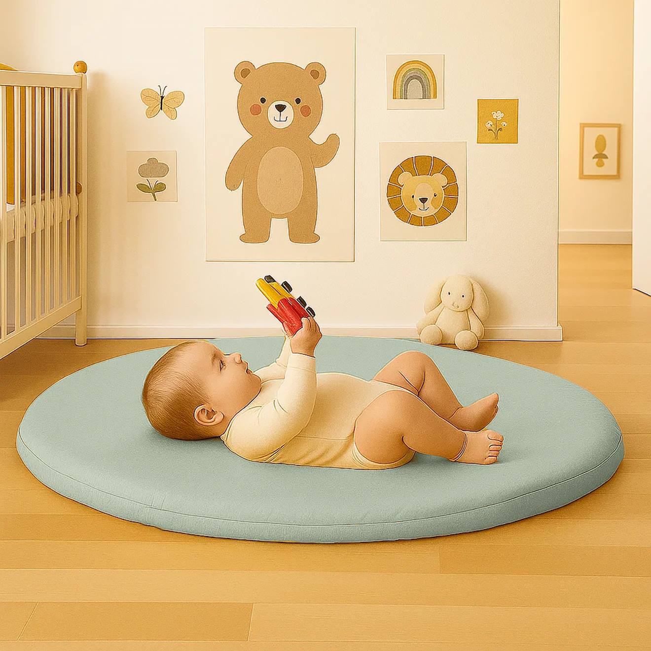 Tapis d'éveil en coton bio vert