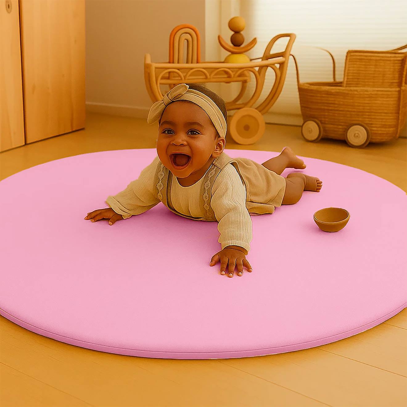 Tapis d'éveil en coton bio rose
