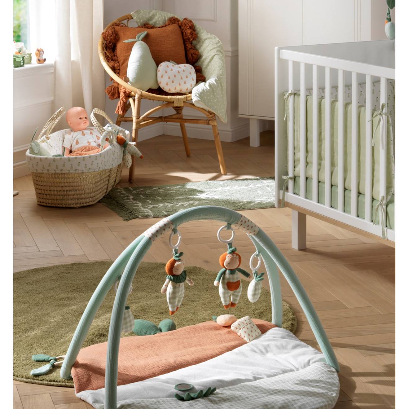 Tapis d'éveil en velours - botanica vert