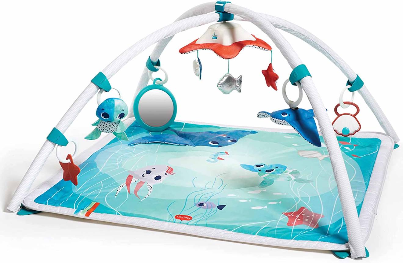 Tapis d'éveil et mobile musical 2 en 1, arches ajustables treaseure the ocean