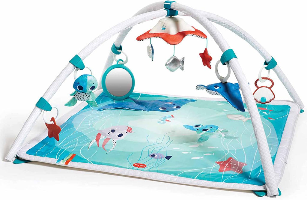 Tapis d'éveil et mobile musical 2 en 1, arches ajustables treaseure the ocean