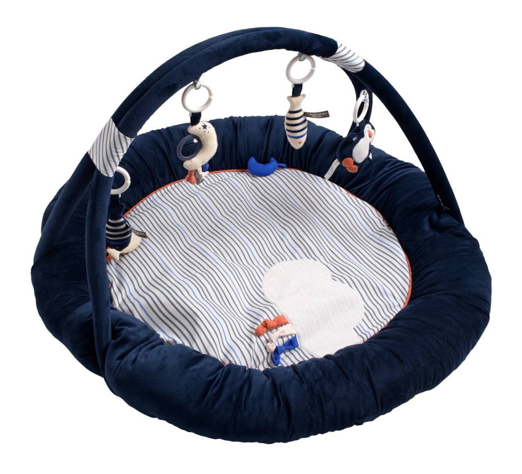 Tapis d'éveil marinière en velours - baby sailor bleu