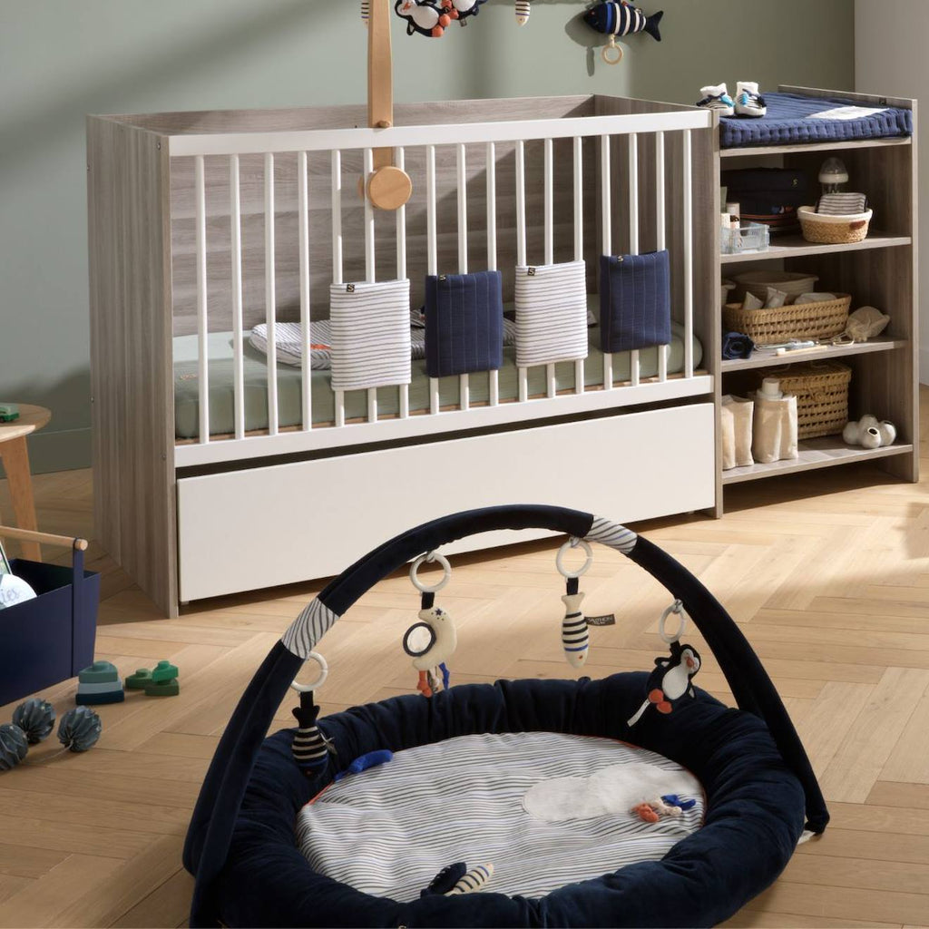 Tapis d'éveil marinière en velours - baby sailor bleu