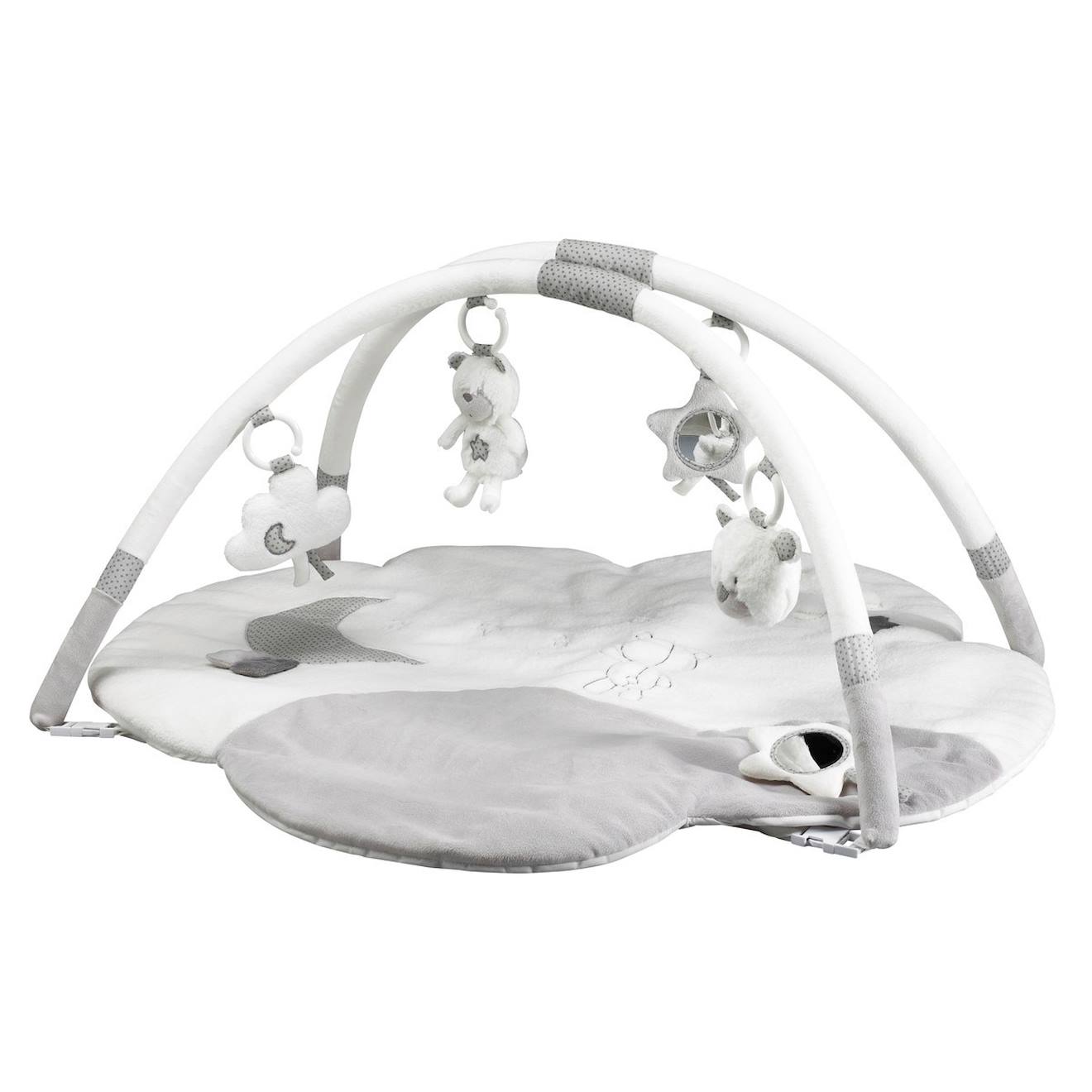 Tapis d'éveil nuage avec arches en polyester - céleste blanc