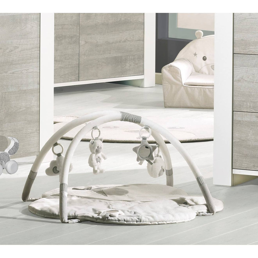 Tapis d'éveil nuage avec arches en polyester - céleste blanc