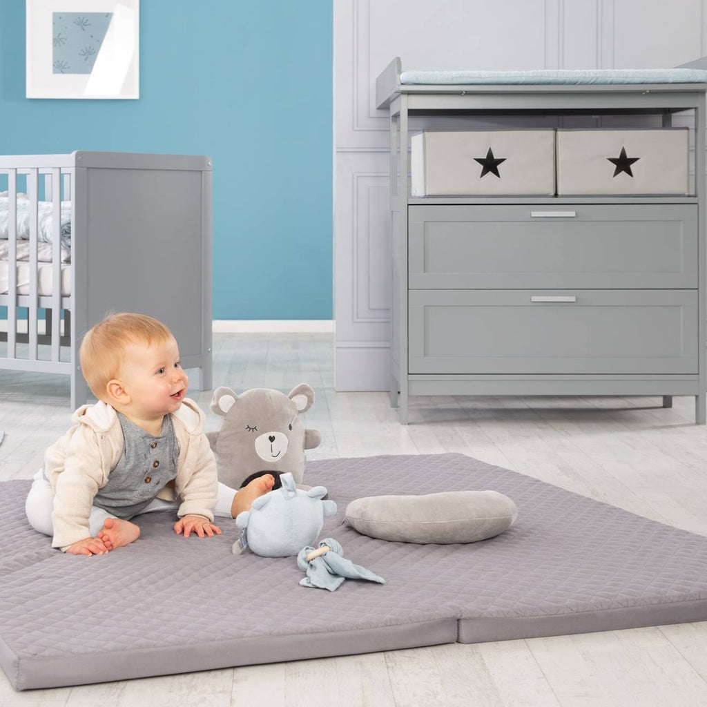 Tapis d'éveil pliant transformable en matelas pour lit bébé gris anthracite