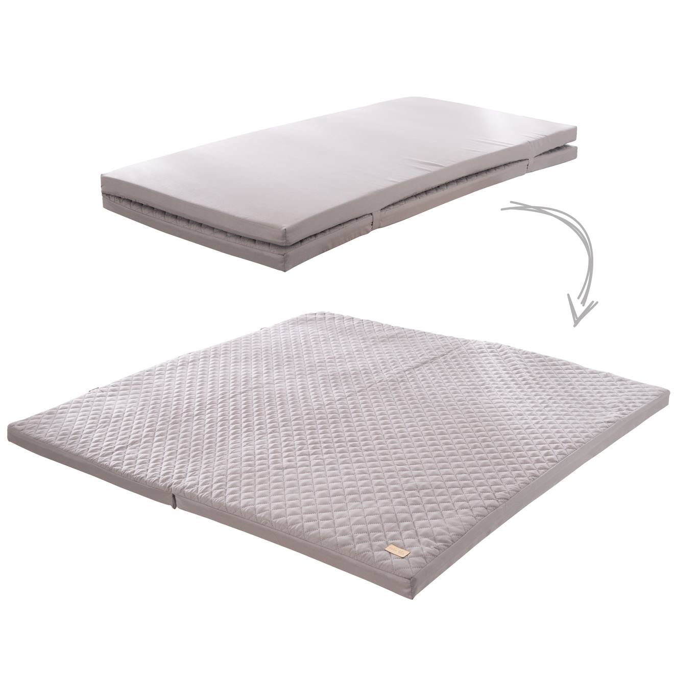 Tapis d'éveil pliant transformable en matelas pour lit bébé gris anthracite
