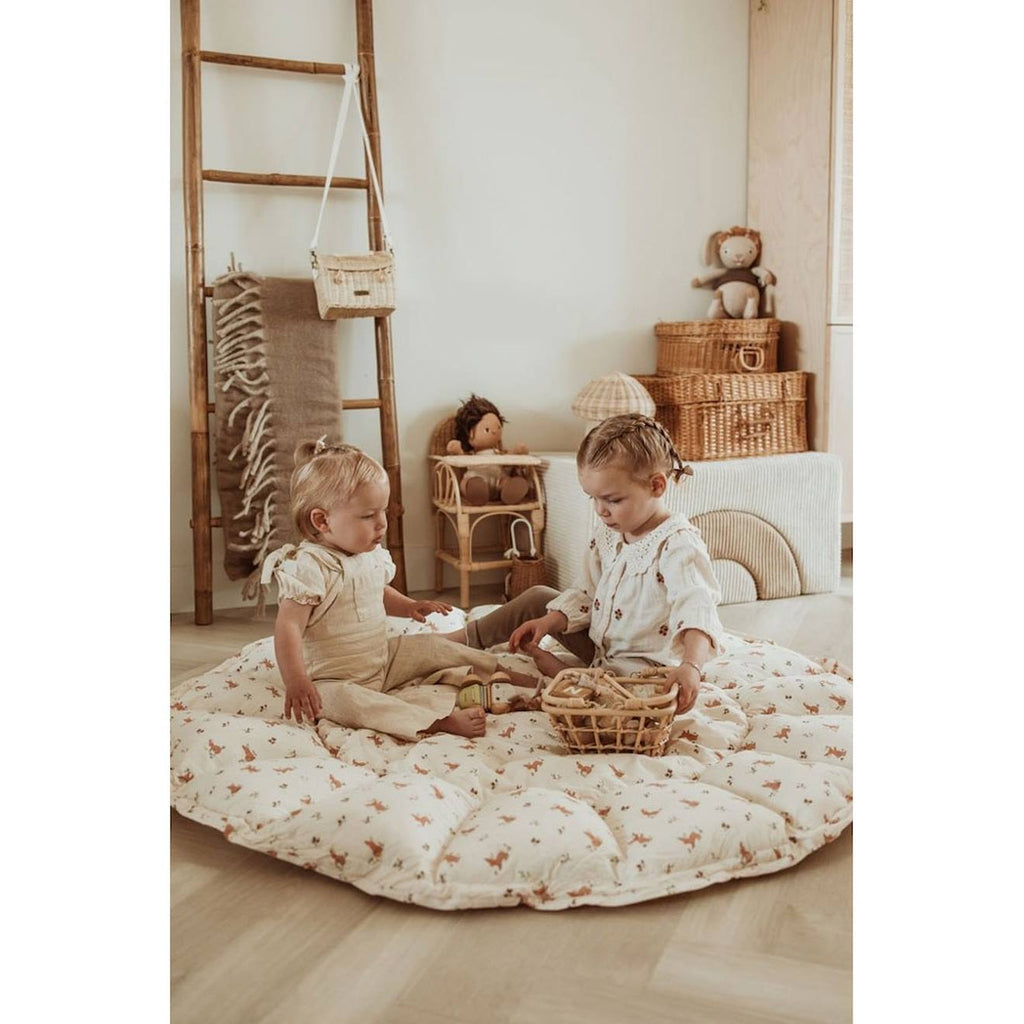 Tapis d'éveil & sac à jouets 3 en 1 bloom en coton beige