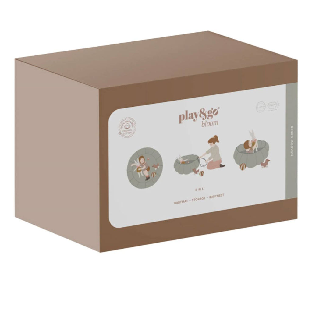 Tapis d'éveil & sac à jouets 3 en 1 bloom en coton vert