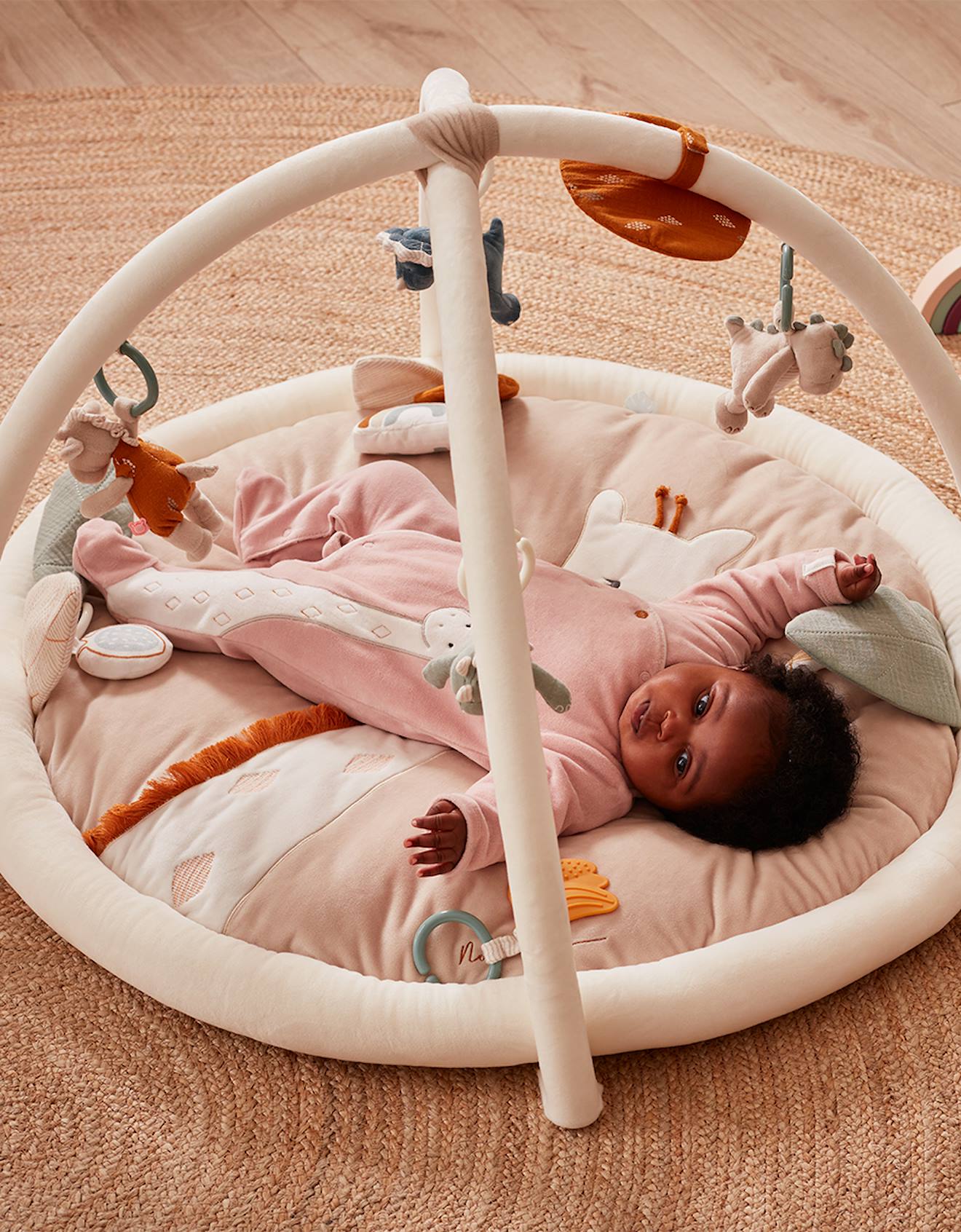 Tapis d'éveil tiga en veloudoux beige