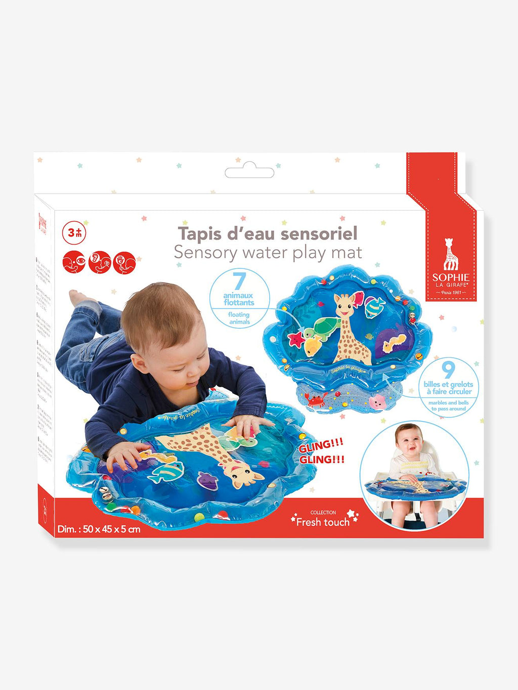 Tapis eau sensoriel Sophie la Girafe vulli multicolore