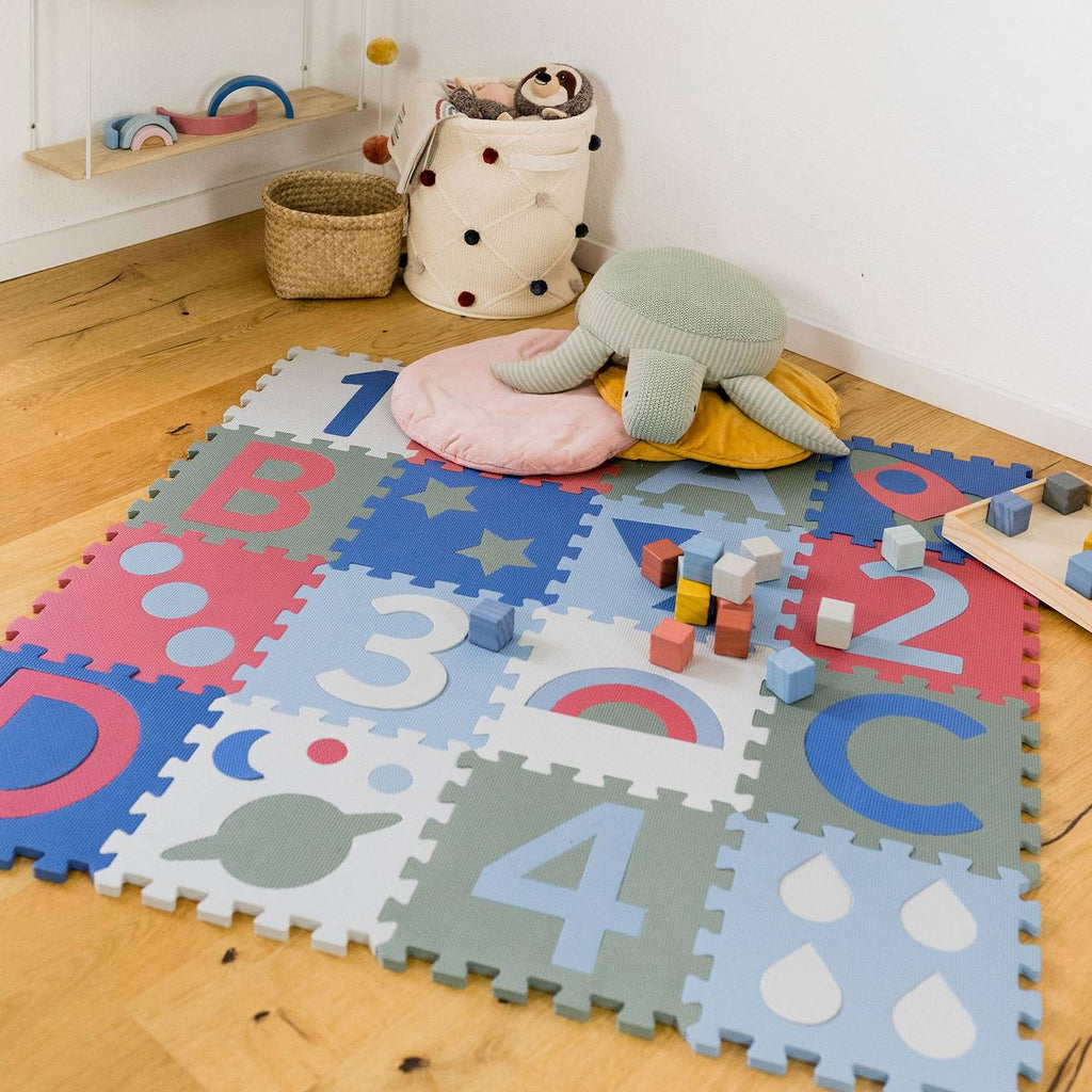 Tapis mousse puzzle nora gris