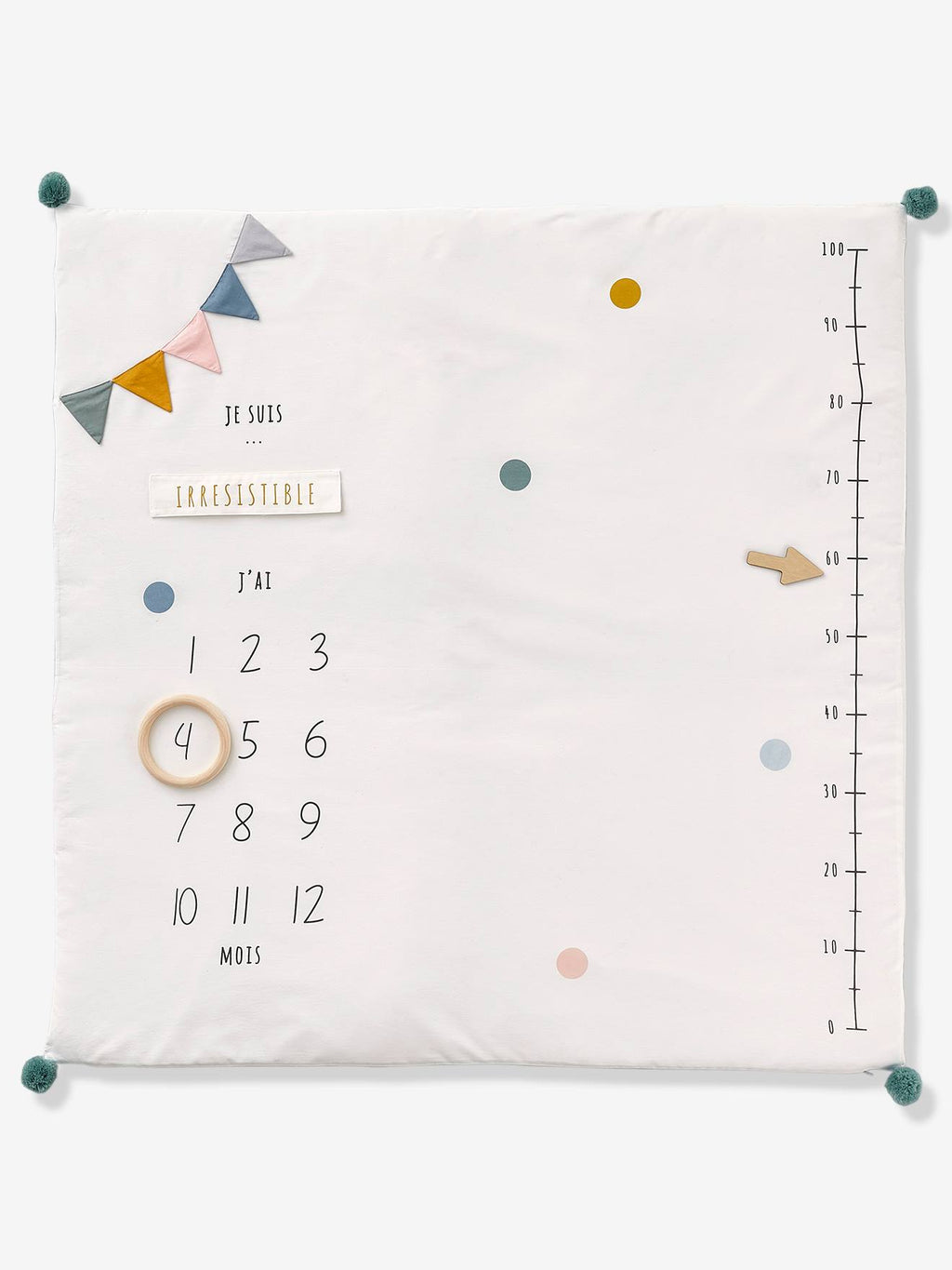 Tapis photo bébé personnalisable écru / vert