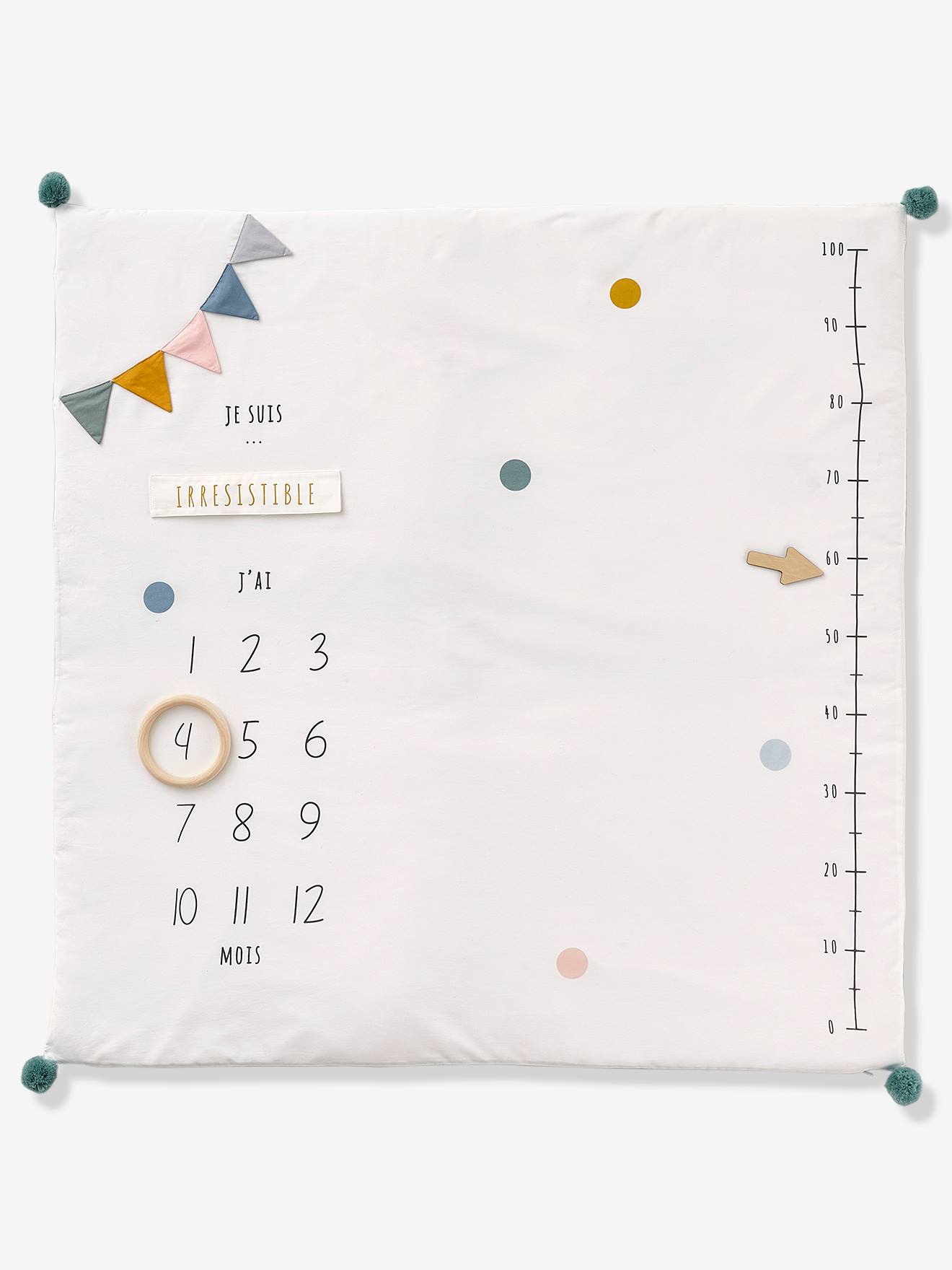 Tapis photo bébé personnalisable écru / vert
