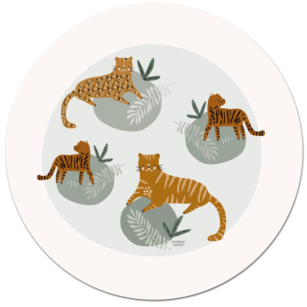 Tapis rond panthères multicolo