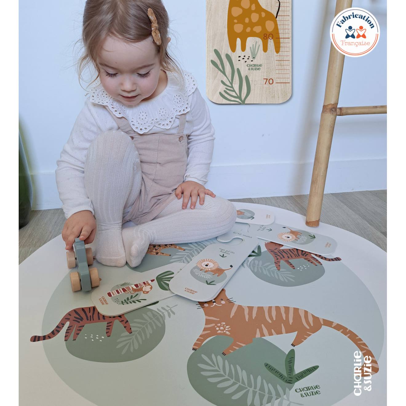 Tapis rond panthères multicolo