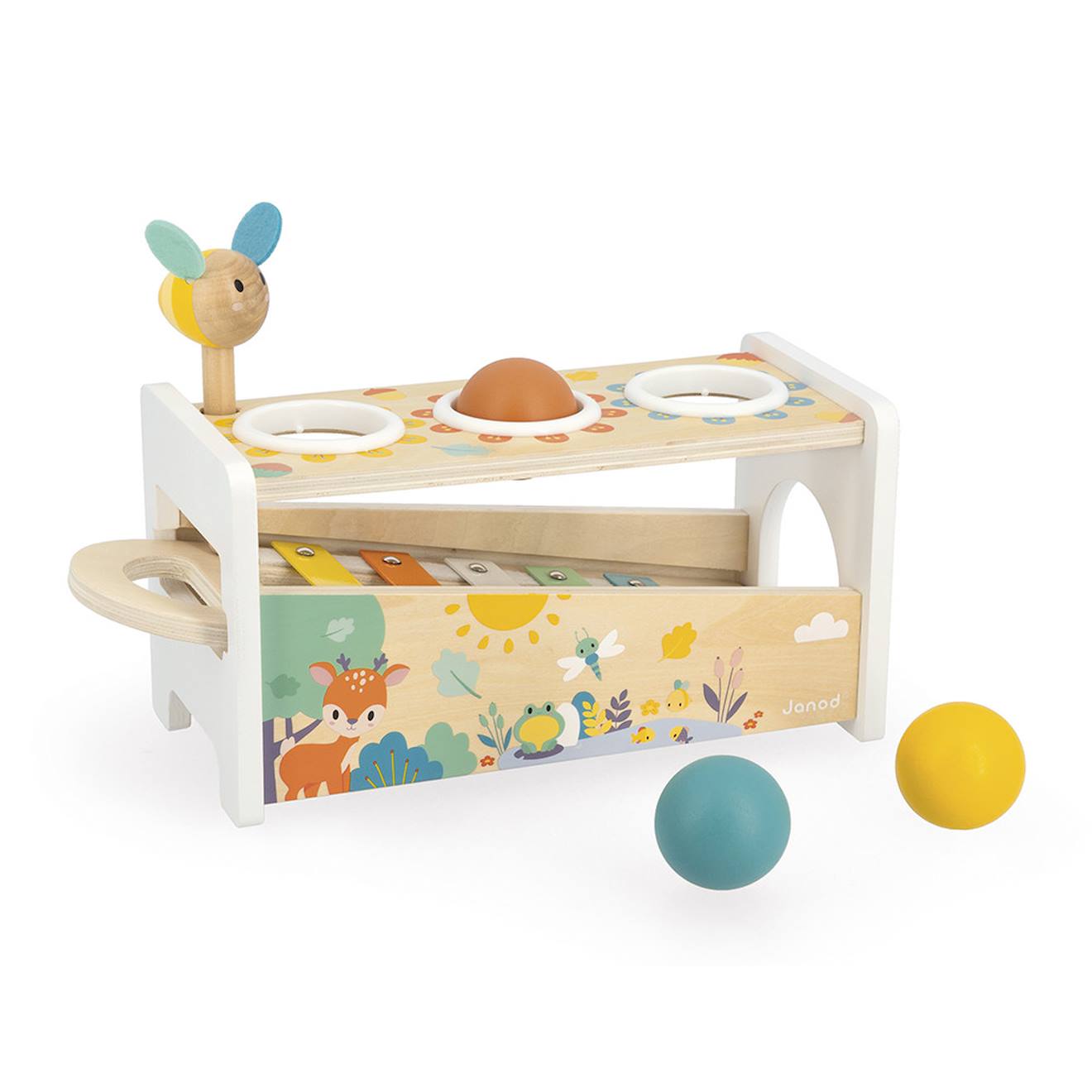 Taptap xylophone en bois 2 en 1 multicolore