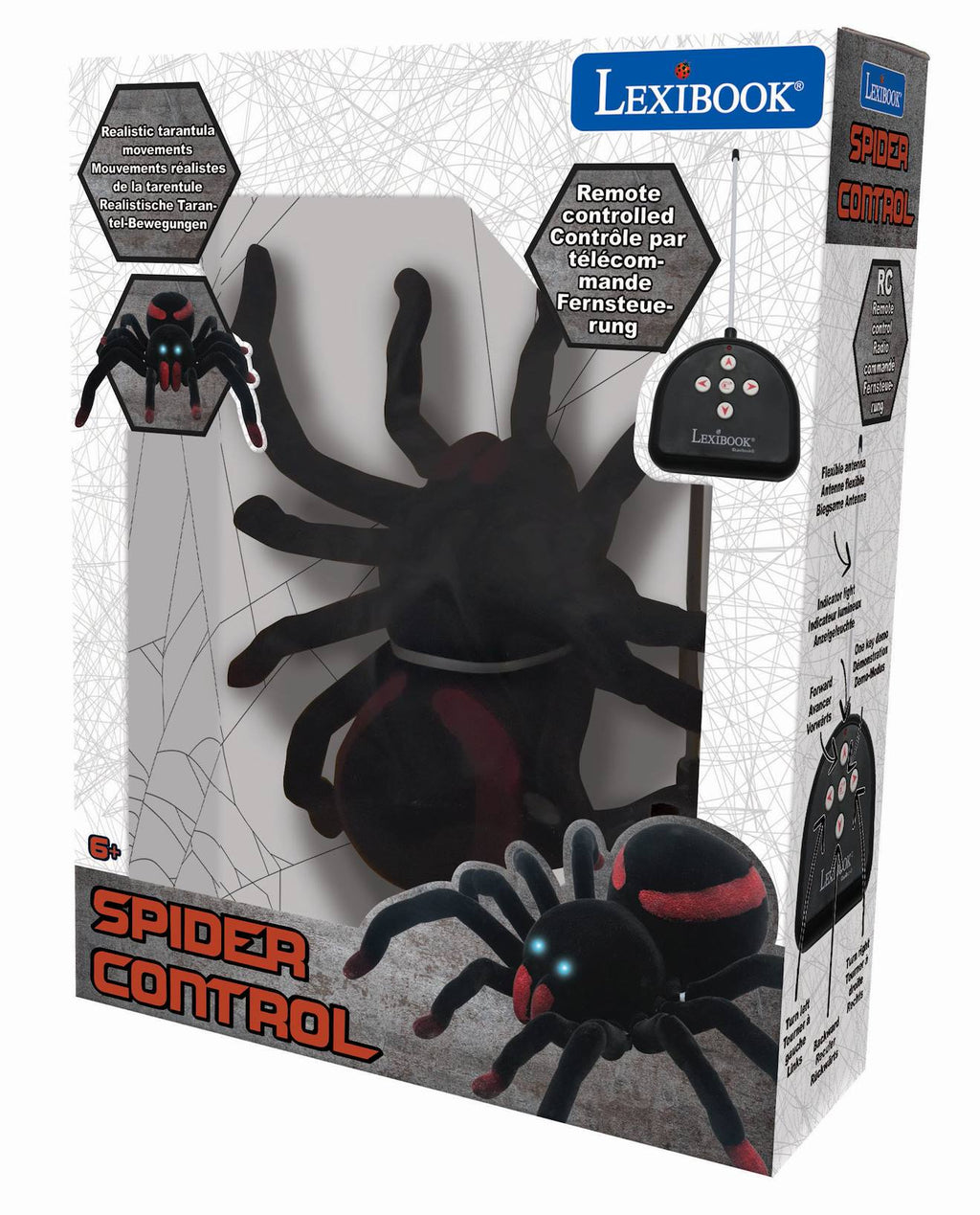 Tarentule araignée télécommandé réaliste avec effet lumineux, 8 pattes velues, 2 mandibules noir