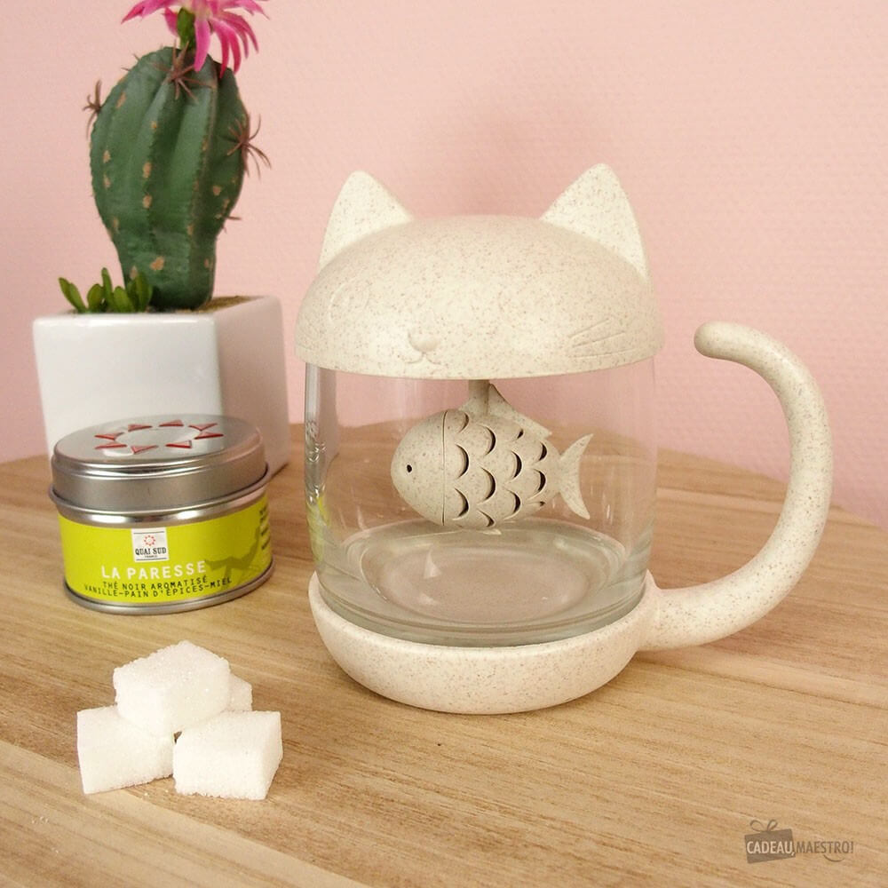 Mug Infuseur à Thé en Verre Chat - Mug Original CadoMaestro