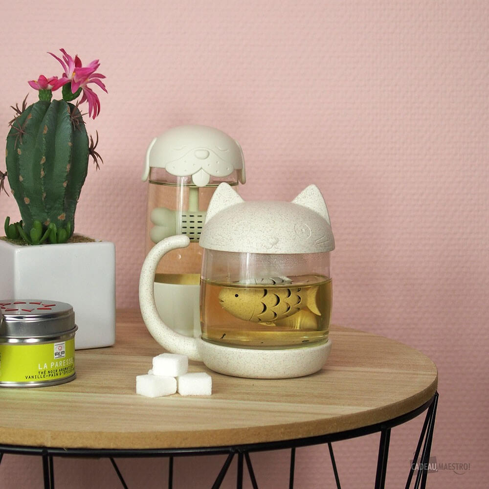 Mug Infuseur à Thé en Verre Chat - Mug Original CadoMaestro