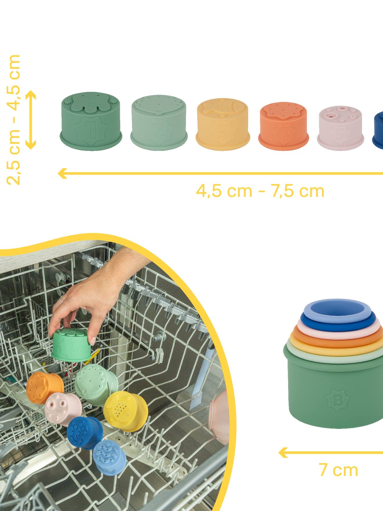 Tasses empilables silicone multicolore