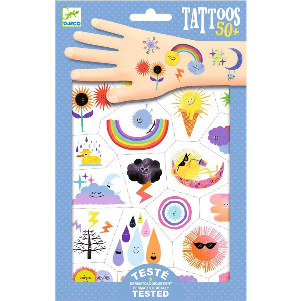 Tatouages emojis météo multicolore