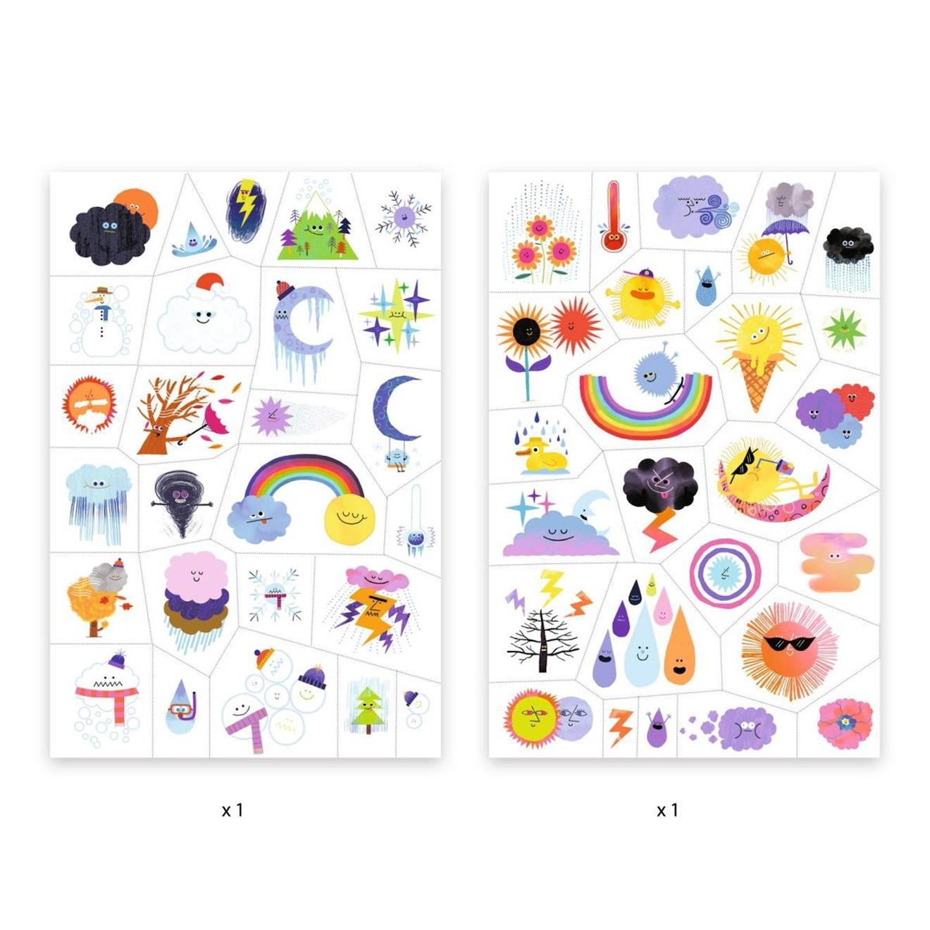 Tatouages emojis météo multicolore