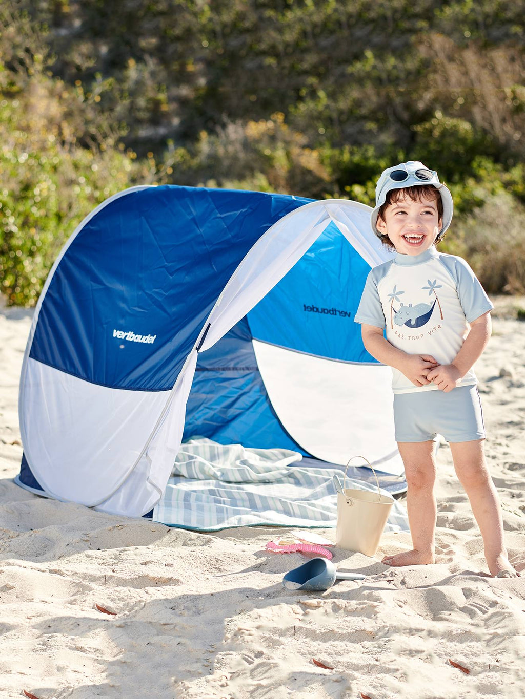 Tente anti-uv ultra légère bleu foncé