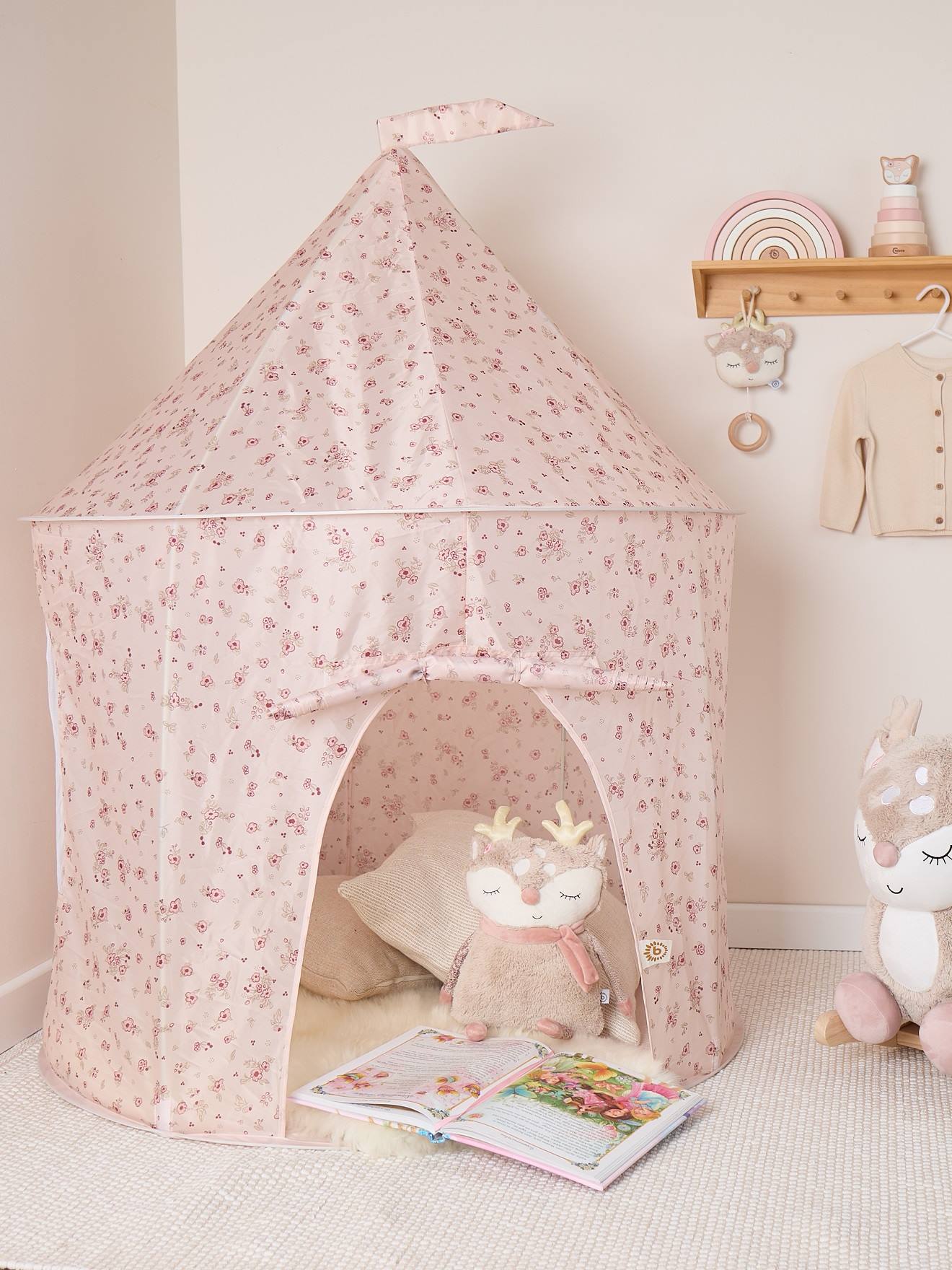 Tente de jeu château - pop up, dots dreamy flowers