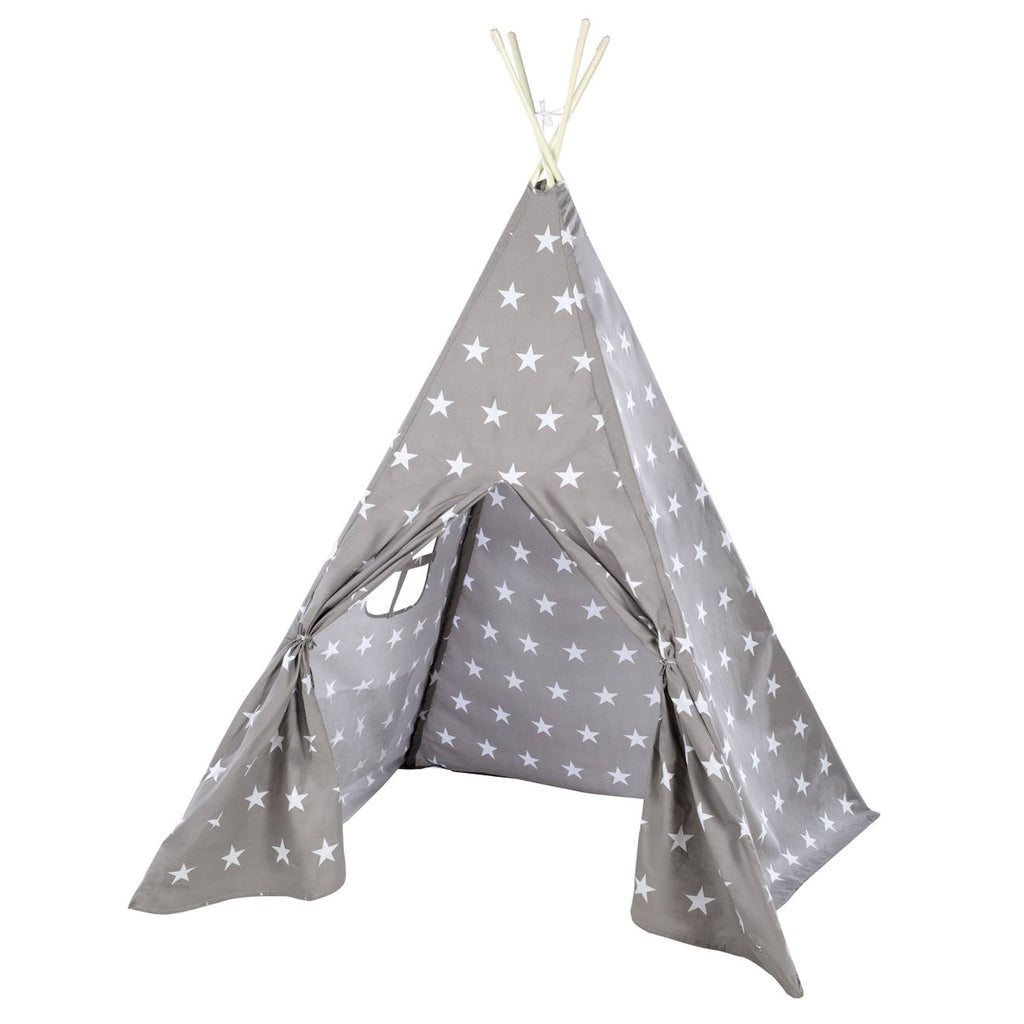 Tente de jeu indienne tipi + sac de transport little stars gris étoilé