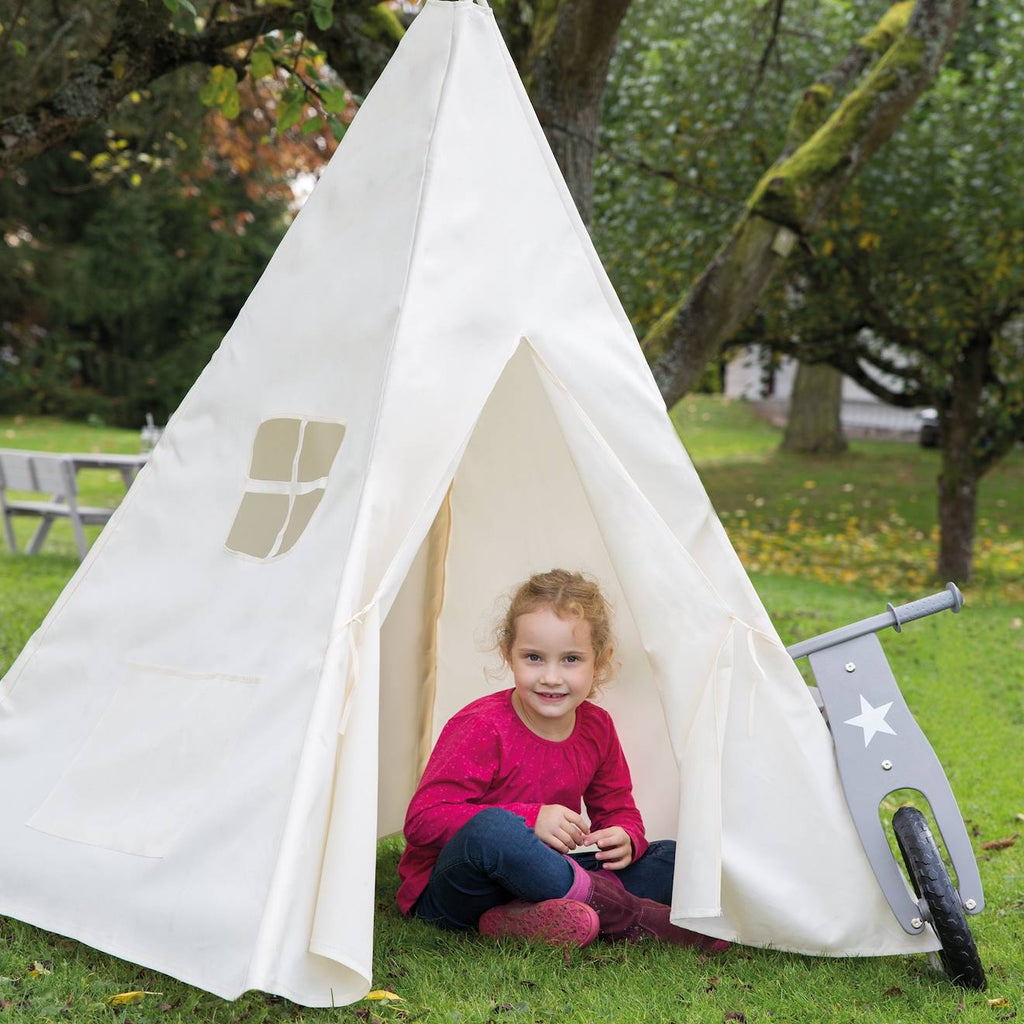 Tente de jeu indienne tipi + sac de transport blanc cassé / beige