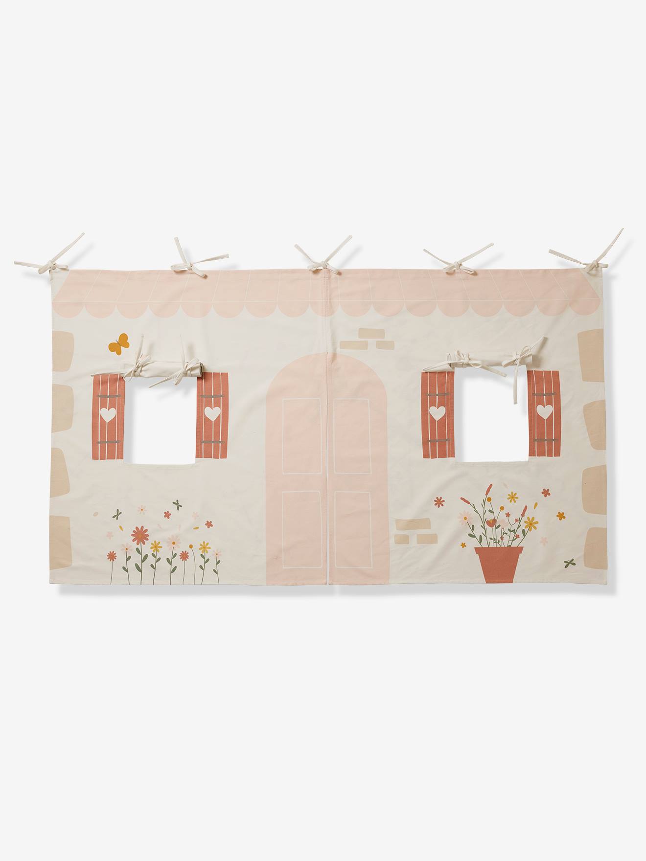 Tente de lit cottage pour lit mezzanine mi hauteur ligne everest blanc imprimé