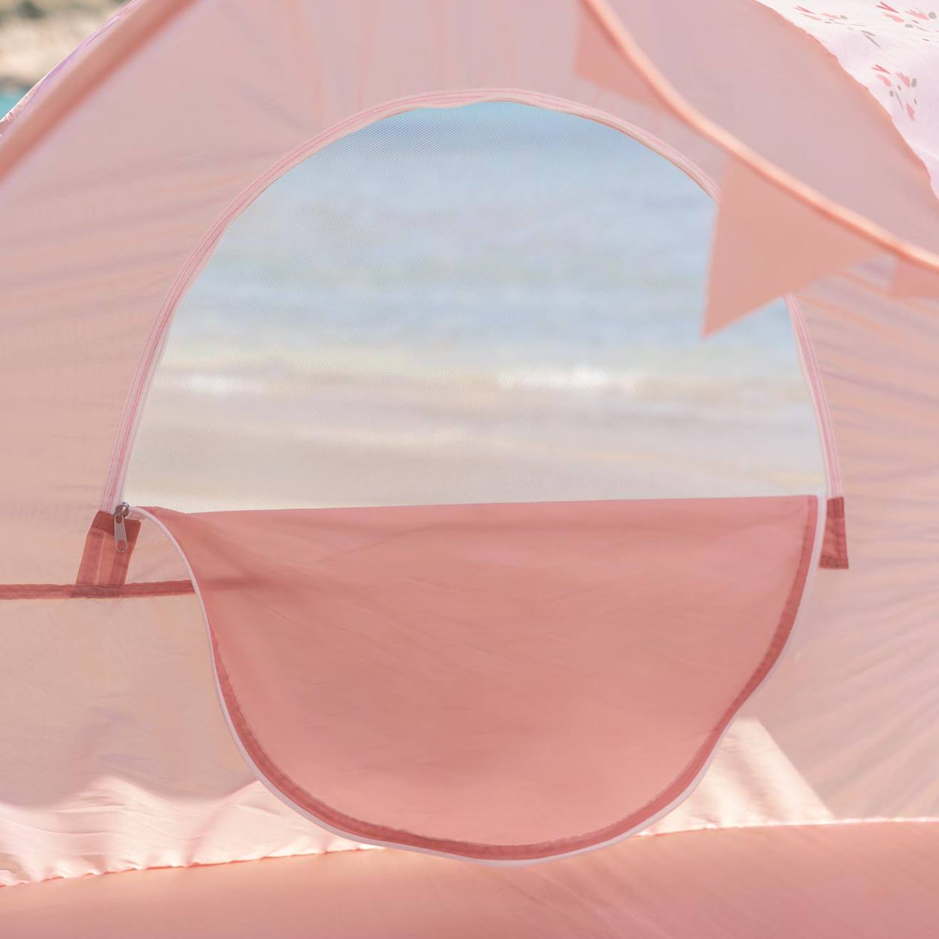 Tente de plage enfant pliante polyester rose