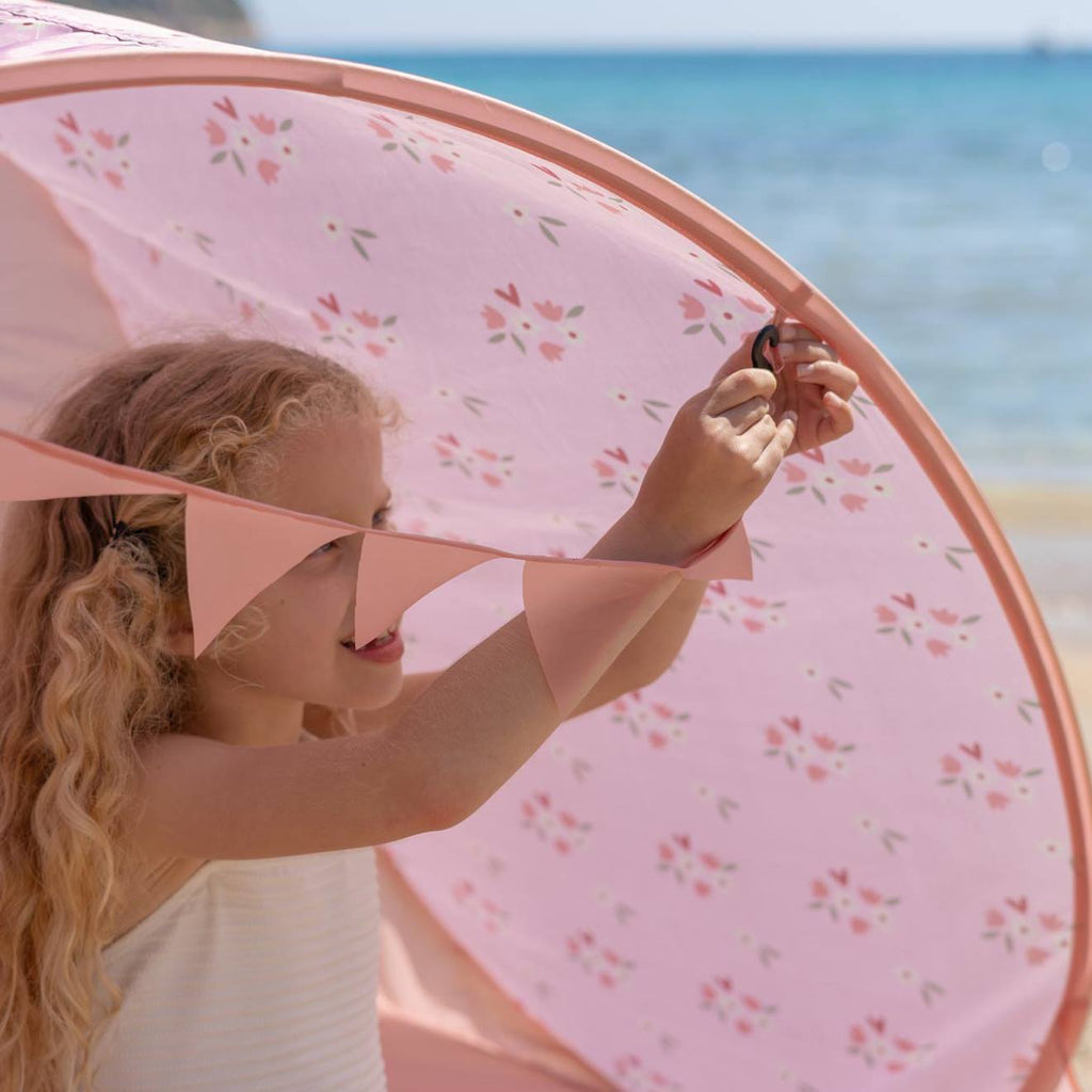 Tente de plage enfant pliante polyester rose